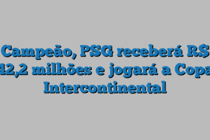 Campeão, PSG receberá R$ 42,2 milhões e jogará a Copa Intercontinental