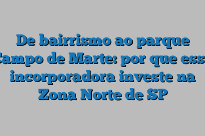 De bairrismo ao parque Campo de Marte: por que essa incorporadora investe na Zona Norte de SP