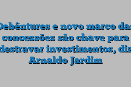 Debêntures e novo marco das concessões são chave para destravar investimentos, diz Arnaldo Jardim