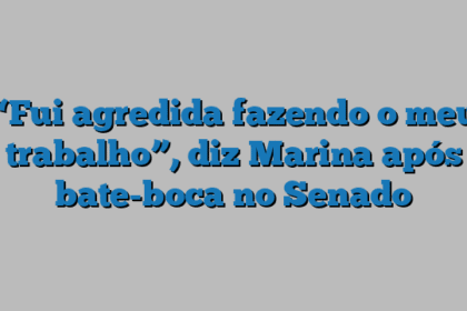 “Fui agredida fazendo o meu trabalho”, diz Marina após bate-boca no Senado