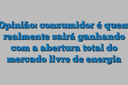 Opinião: consumidor é quem realmente sairá ganhando com a abertura total do mercado livre de energia