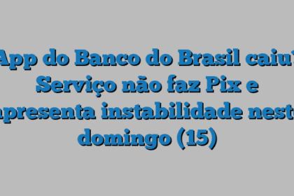 App do Banco do Brasil caiu? Serviço não faz Pix e apresenta instabilidade neste domingo (15)