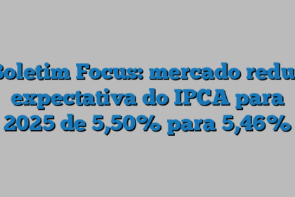 Boletim Focus: mercado reduz expectativa do IPCA para 2025 de 5,50% para 5,46%
